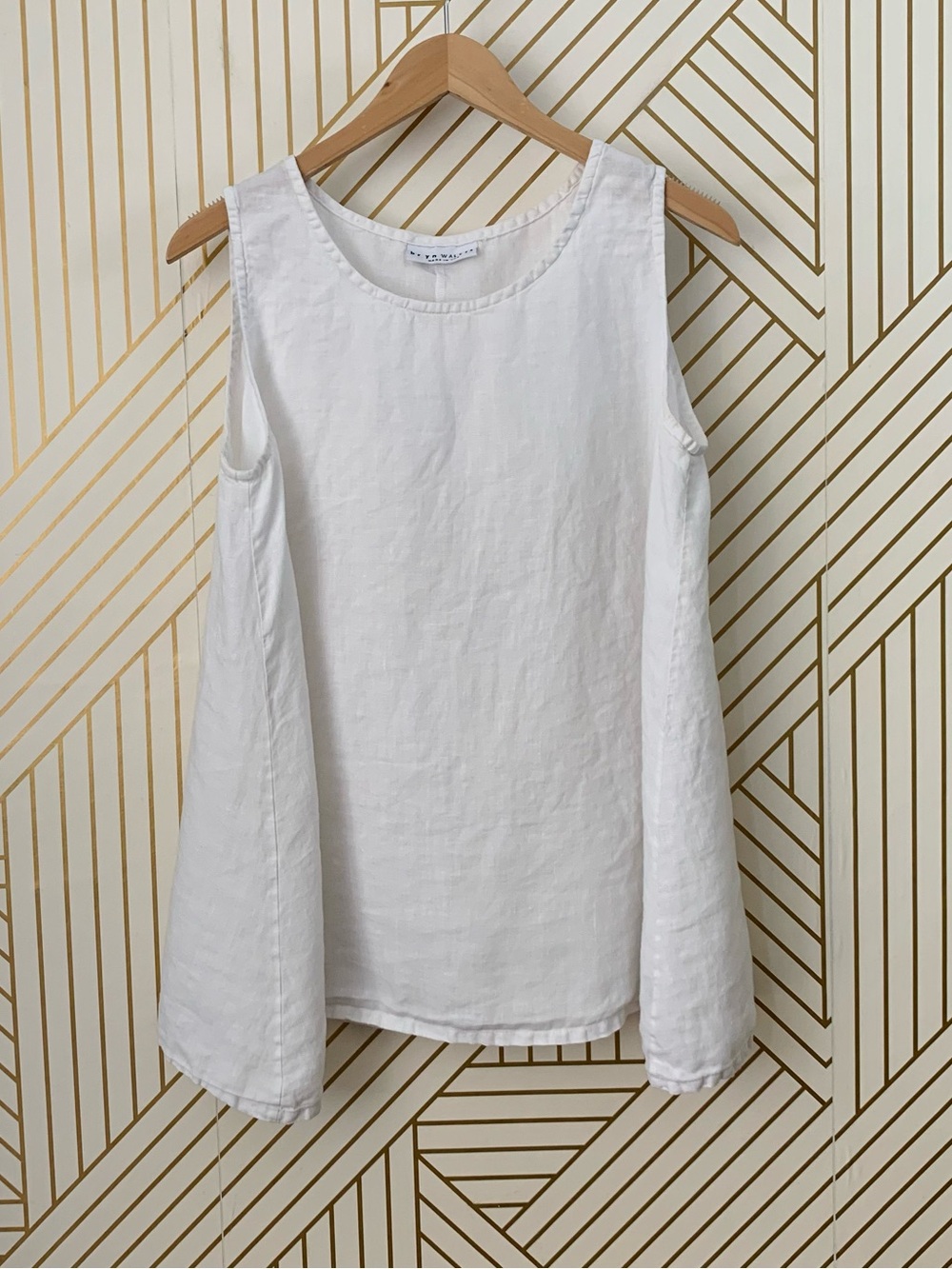 Bryn Walker 100% Linen Long Trapeze Tank white Lagonlook Artsy boho coastal S